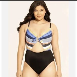 Beach Betty by Miracle Brands Slim Control Cut-Out One-Piece Swimsuit XL *NWT*